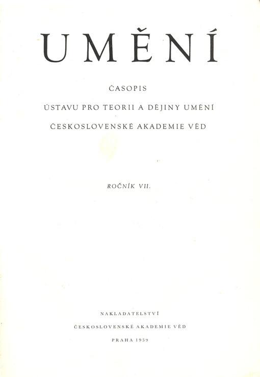 Umění : časopis Kabinetu pro theorii a dějiny umění Československé akademie věd
