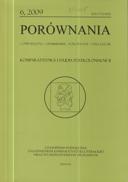 Porównania : czasopismo poświęcone zagadnieniom komparatystyki literackiej oraz studiom interdyscyplinarnym = comparisons : a journal devoted to comparative literature and Interdisciplinary studies