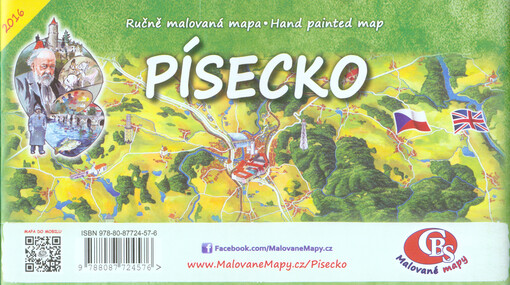 Ručně malovaná mapa Písecko = Hand painted map Písecko