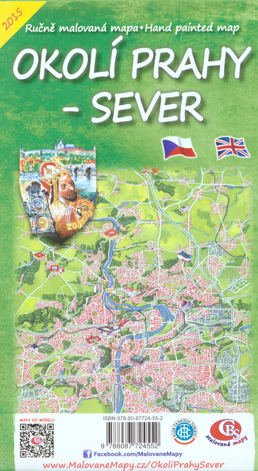 Ručně malovaná mapa Okolí Prahy - sever = Hand painted map Okolí Prahy - sever