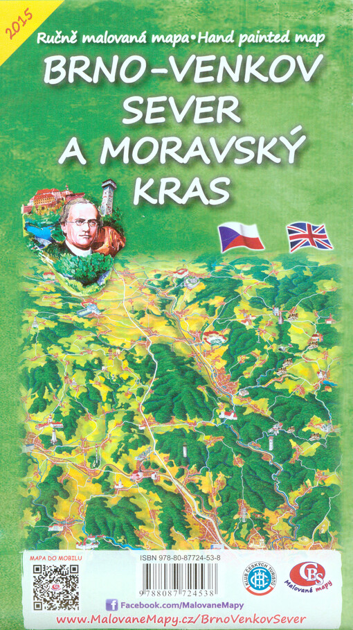 Ručně malovaná mapa Brno-venkov sever a Moravský kras = Hand painted map Brno-venkov sever a Moravský kras
