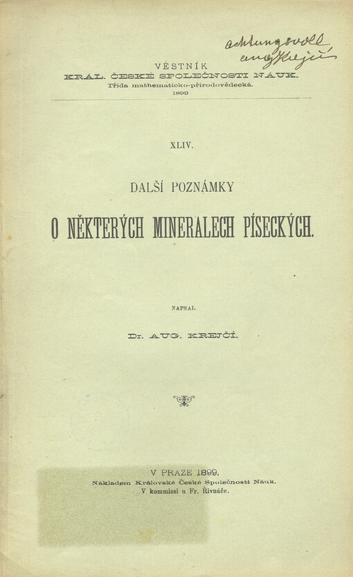 Další poznámky o některých minerálech píseckých