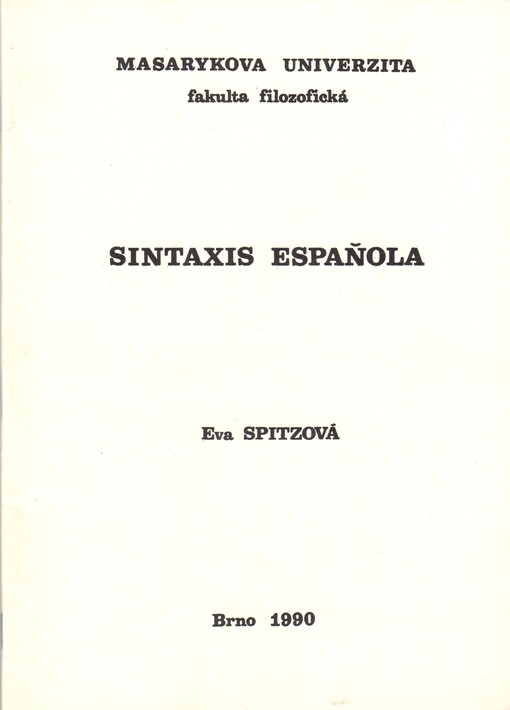 Sintaxis española: určeno pro posl. fak. filozof