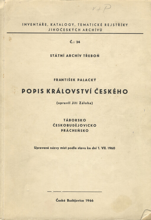 Popis království českého: Táborsko : Českobudějovicko : Prácheňsko