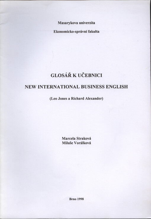 Glosář k učebnici New international business english : (Leo Jones a Richard Alexander)