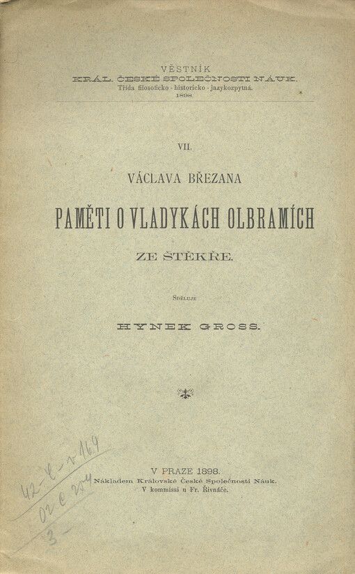 Václava Březana Paměti o vladykách Olbramích ze Štěkře