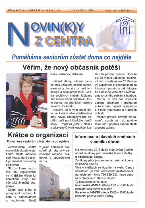 Novin(k)y z Centra : občasník Centra sociálních služeb Jablonec n.N.
