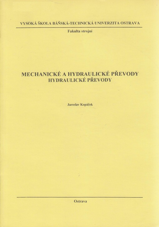 Mechanické a hydraulické převody : hydraulické převody /