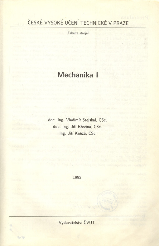 Mechanika I
