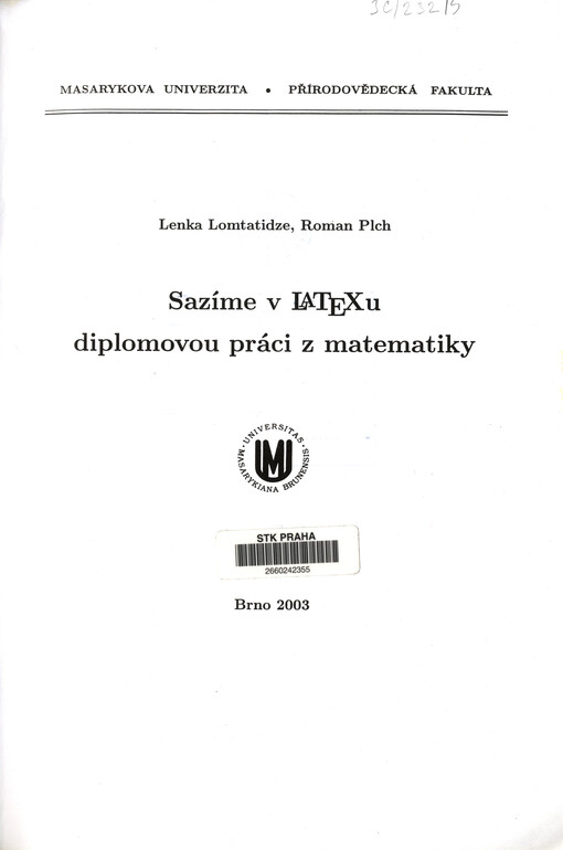 Sázíme v LATEXu diplomovou práci z matematiky