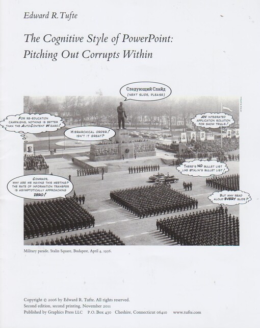 The cognitive style of PowerPoint : pitching out corrupts within