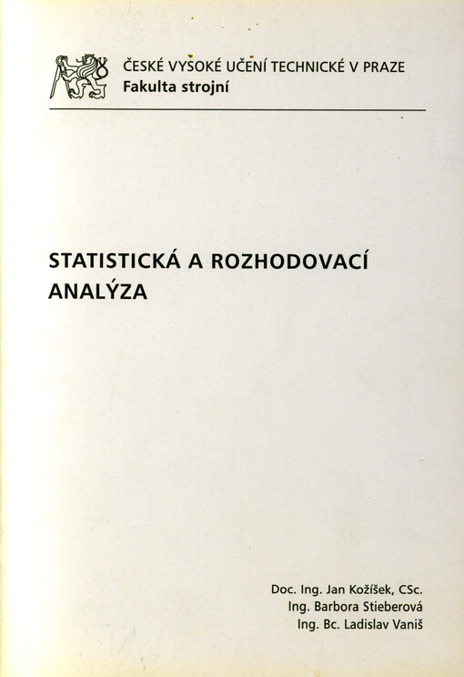 Statistická a rozhodovací analýza