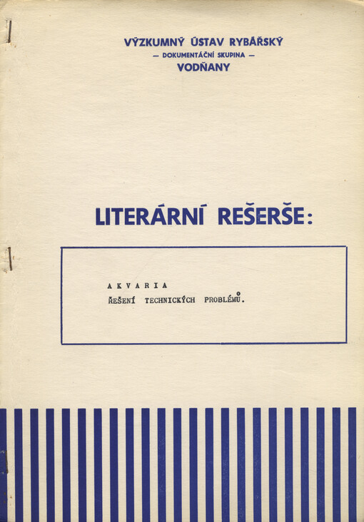 Literární rešerše na téma: Akvaria - řešení technických problémů