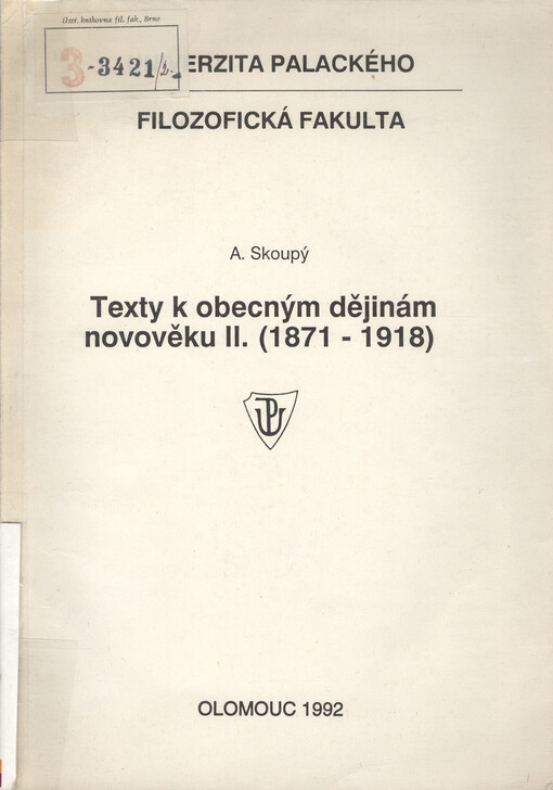 Texty k obecným dějinám novověku II : (1871-1918)