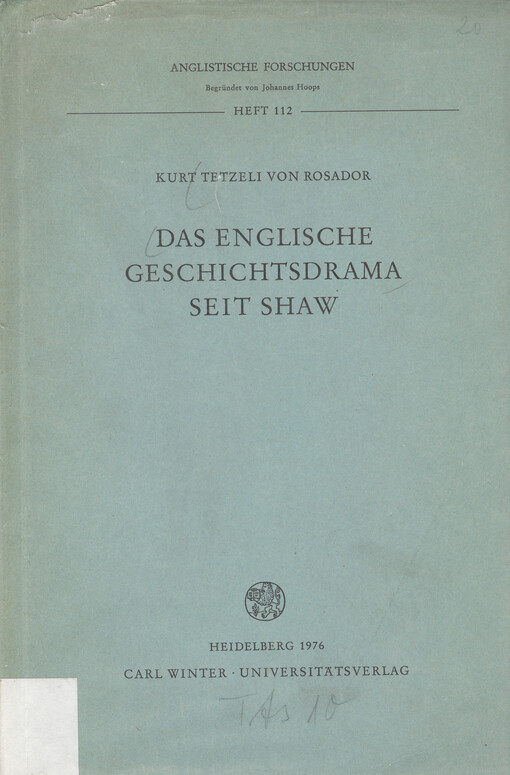 Das englische Geschichtsdrama seit Shaw