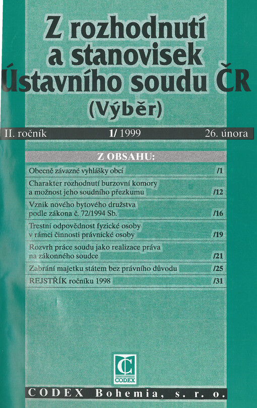 Z rozhodnutí a stanovisek Ústavního soudu ČR : (výběr)