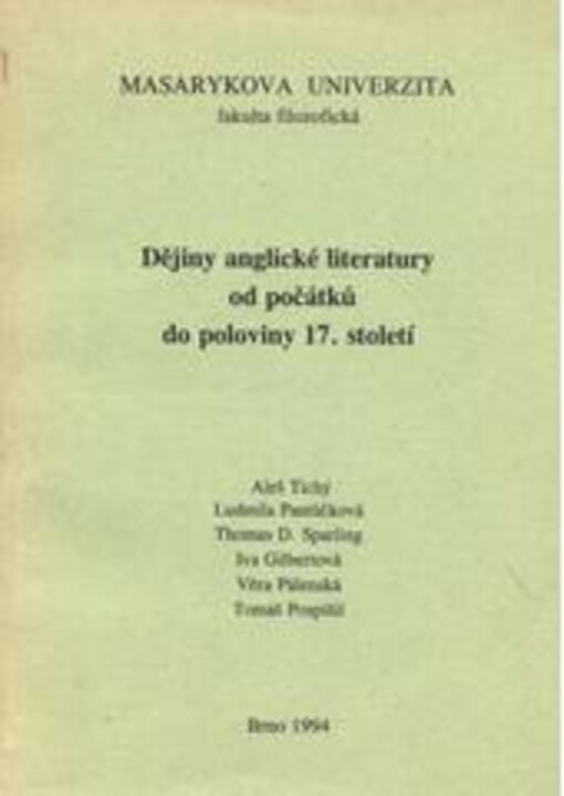 Dějiny anglické literatury od počátků do poloviny 17. století