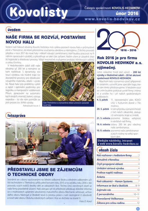 Kovolisty : časopis společnosti Kovolis Hedvikov