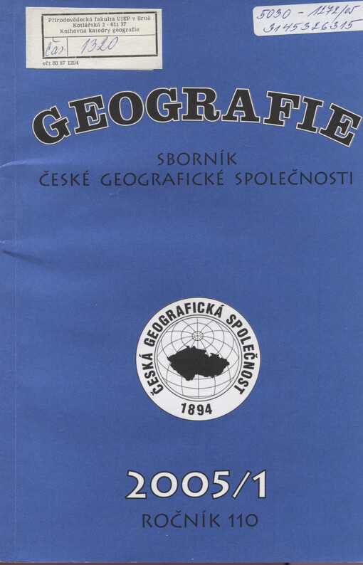 Geografie = Geography : Sborník ČGS