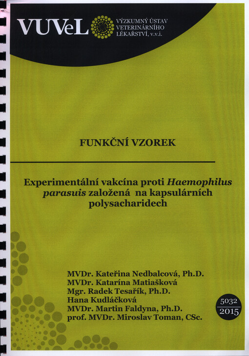 Experimentální vakcína proti Haemophilus parasuis založená na kapsulárních polysacharidech