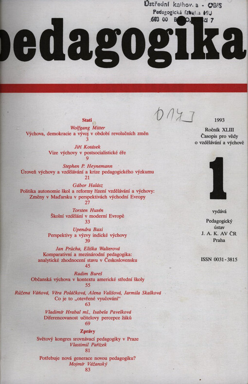 Pedagogika : časopis pro pedagogickou theorii a praxi