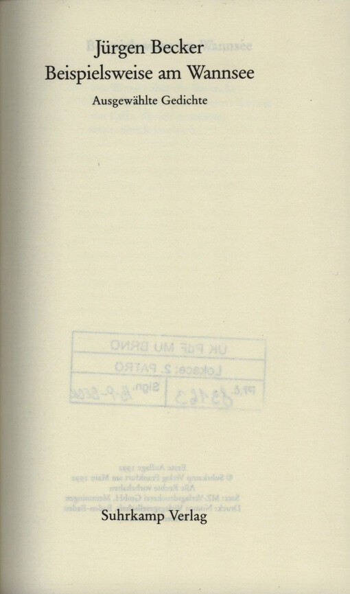 Beispielsweise am Wannsee : ausgewählte Gedichte