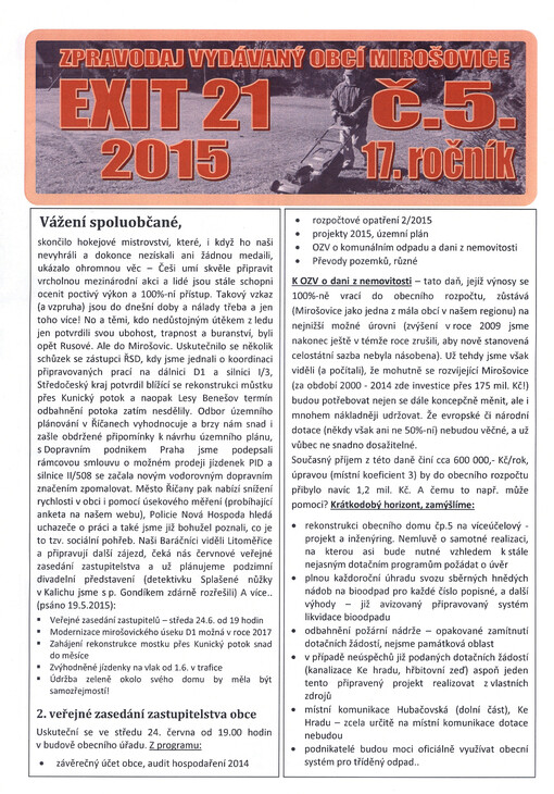 Exit 21 : zpravodaj obce Mirošovice