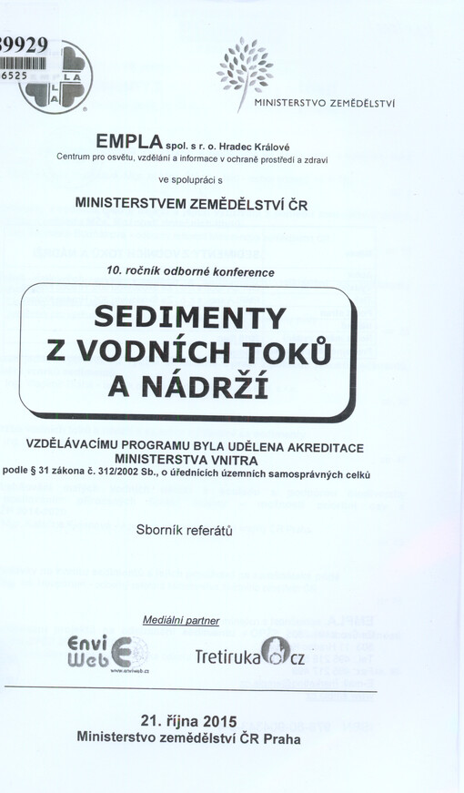 Sedimenty z vodních toků a nádrží : ... ročník odborné konference : sborník referátů