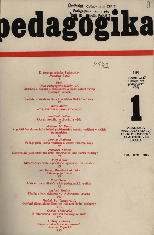 Pedagogika : časopis pro pedagogickou theorii a praxi