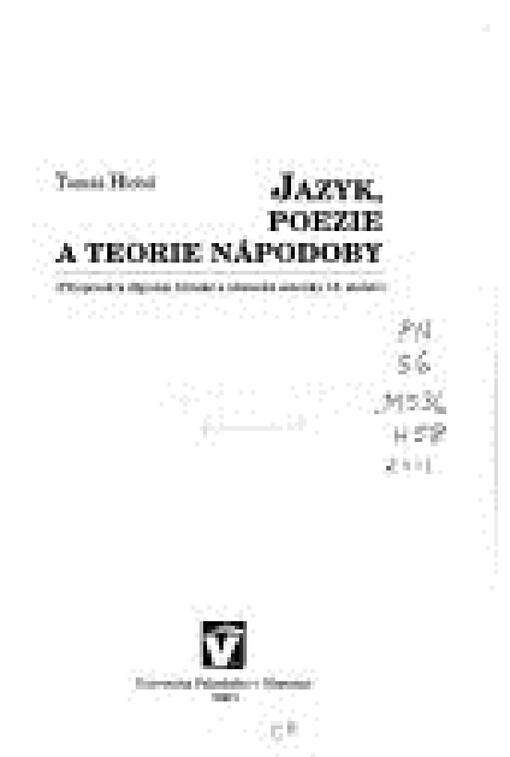 Jazyk, poezie a teorie nápodoby: (příspěvek k dějinám britské a německé estetiky 18. století)