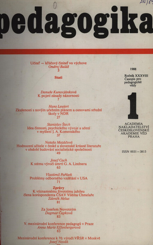 Pedagogika : časopis pro pedagogickou theorii a praxi