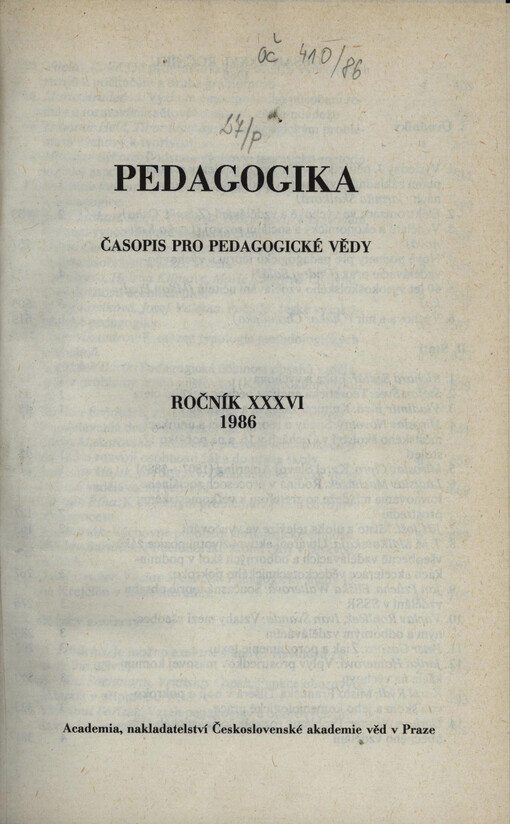 Pedagogika : časopis pro pedagogickou theorii a praxi