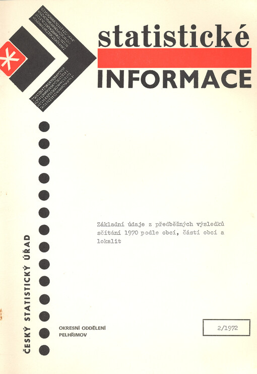 Základní údaje z předběžných výsledků sčítání 1970 podle obcí, částí obcí a lokalit