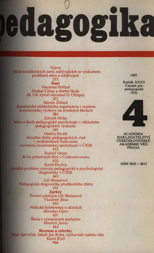 Pedagogika : časopis pro pedagogickou theorii a praxi