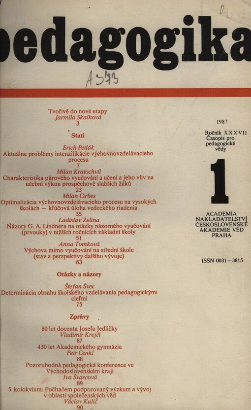 Pedagogika : časopis pro pedagogickou theorii a praxi