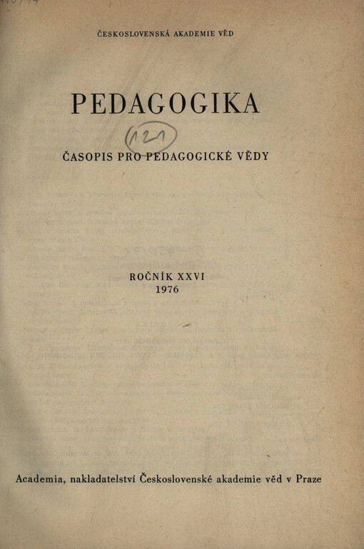 Pedagogika : časopis pro pedagogickou theorii a praxi