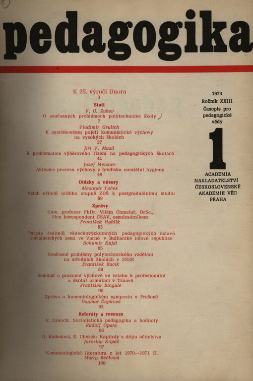 Pedagogika : časopis pro pedagogickou theorii a praxi