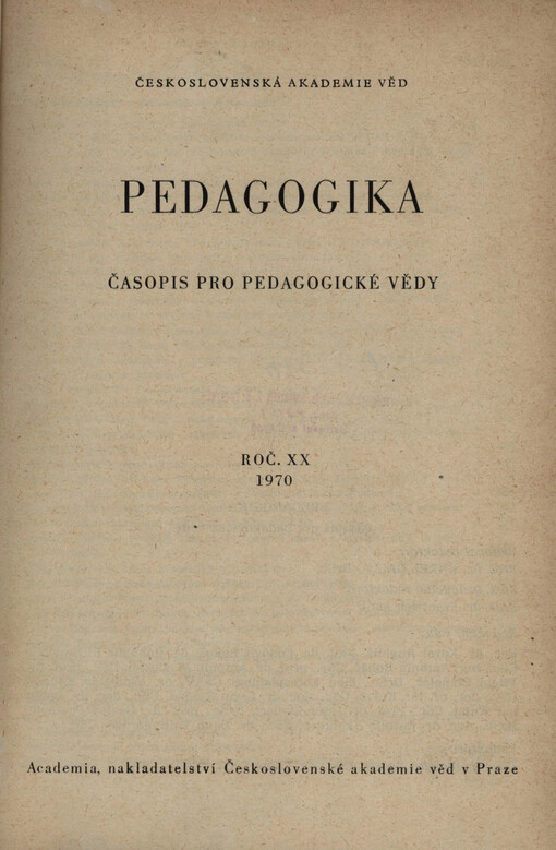 Pedagogika : časopis pro pedagogickou theorii a praxi