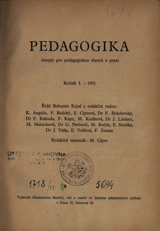 Pedagogika : časopis pro pedagogickou theorii a praxi