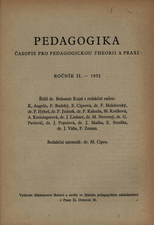 Pedagogika : časopis pro pedagogickou theorii a praxi