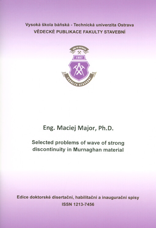 Selected problems of wave of strong discontinuity in Murnaghan material : habilitation thesis summary
