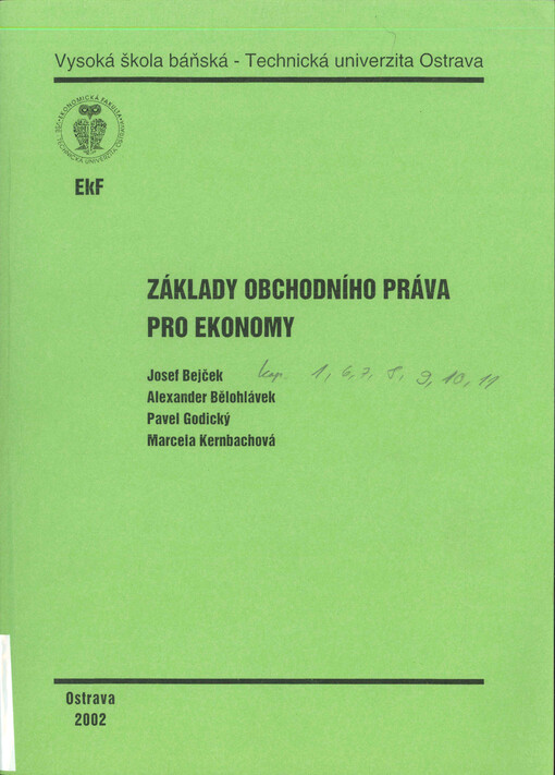 Základy obchodního práva pro ekonomy