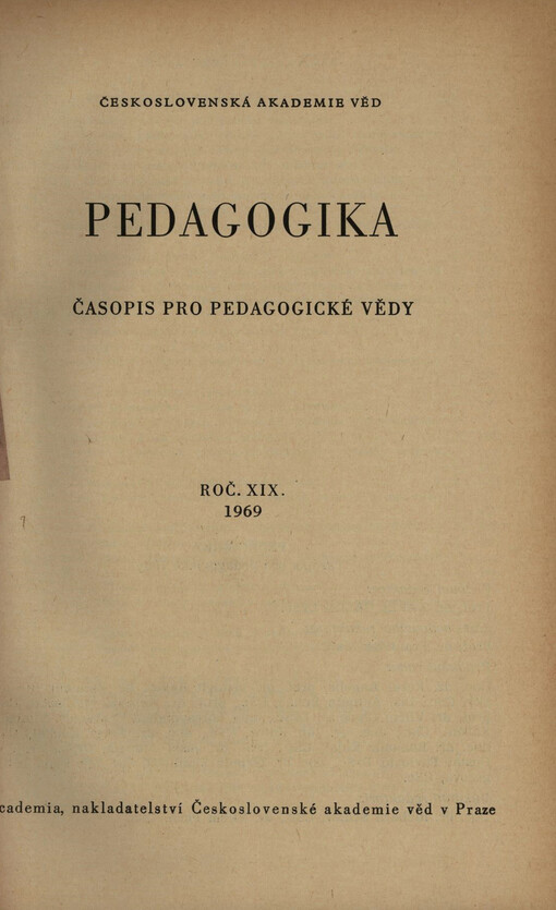 Pedagogika : časopis pro pedagogickou theorii a praxi