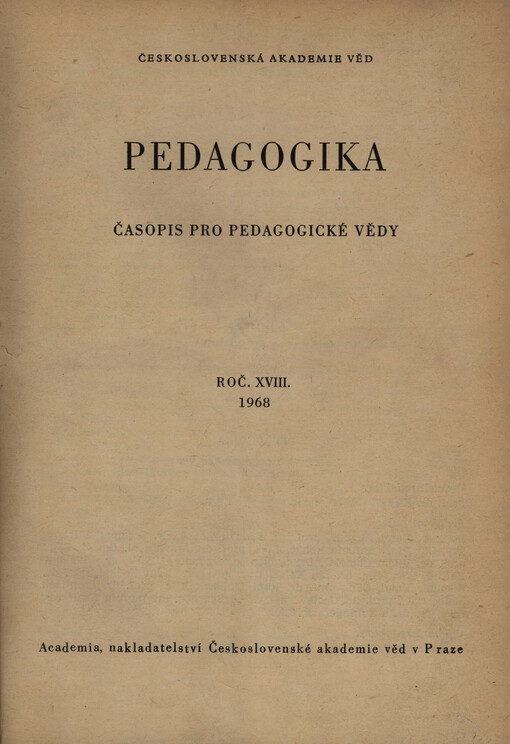 Pedagogika : časopis pro pedagogickou theorii a praxi