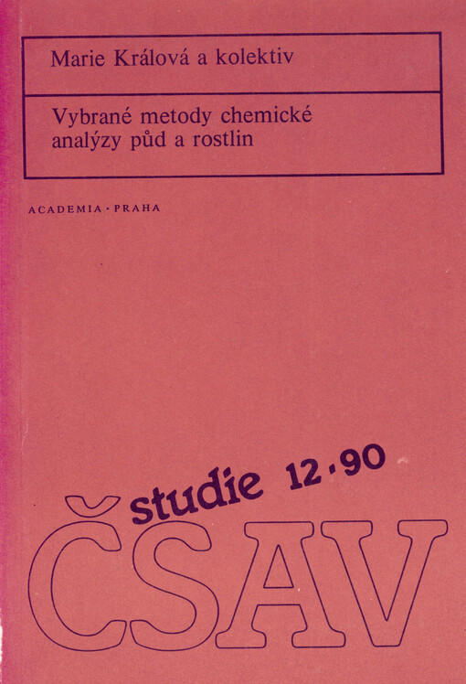 Vybrané metody chemické analýzy půd a rostlin