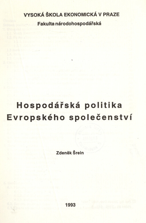 Hospodářská politika Evropského společenství
