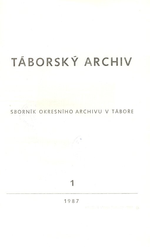 Táborský archiv : sborník okresního archivu v Táboře