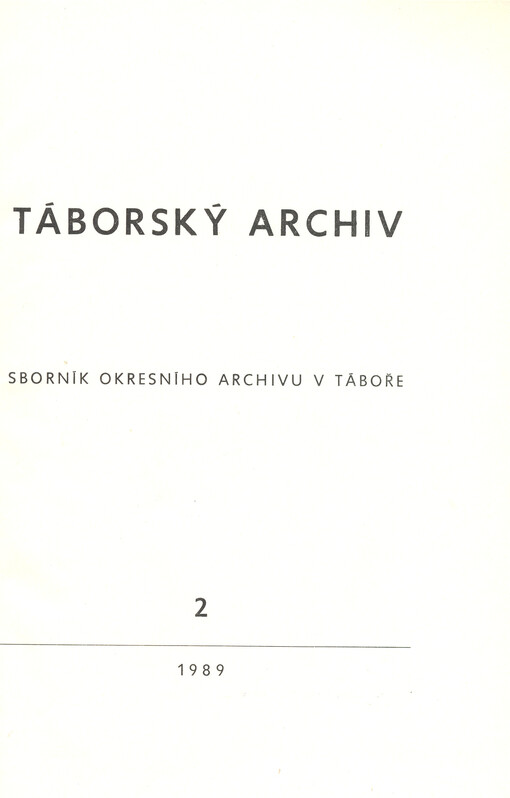 Táborský archiv : sborník okresního archivu v Táboře