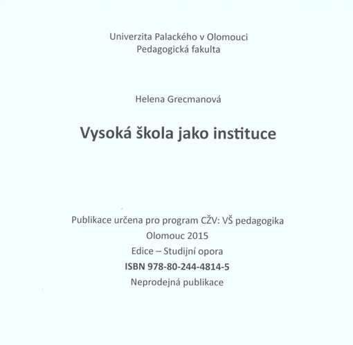 Vysoká škola jako instituce