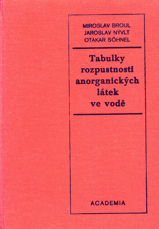 Tabulky rozpustnosti anorganických látek ve vodě